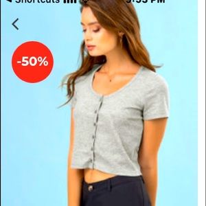 Grey crop top button down